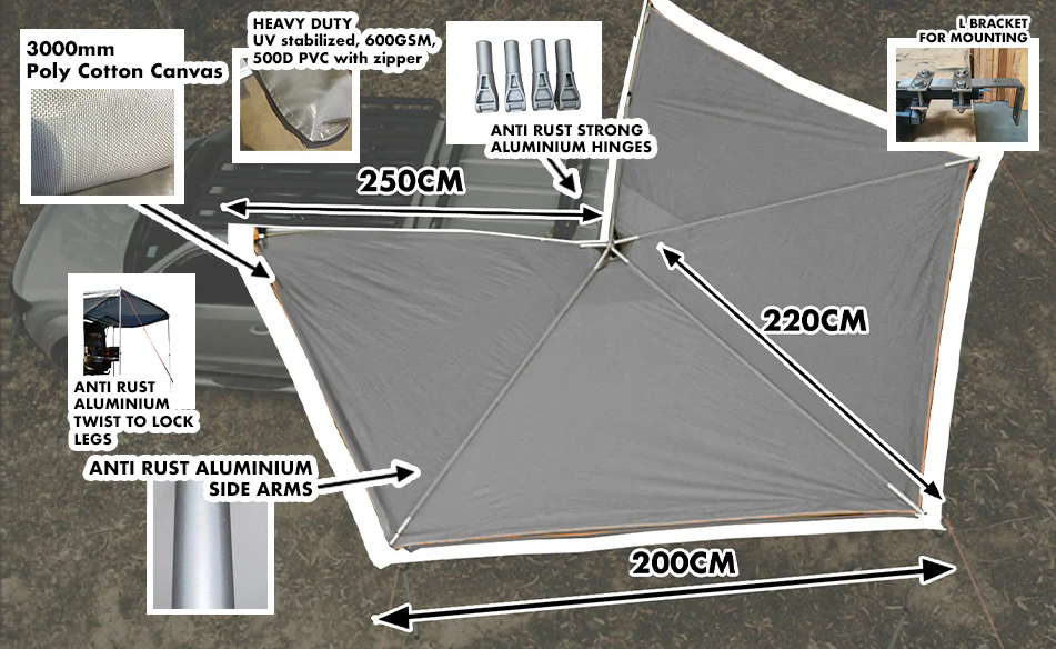 Extended Ventura Deluxe 1.4 Roof Top Tent + Annex + 270 Awning - Image 20