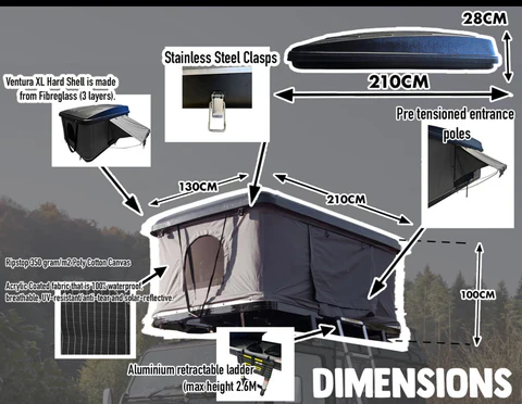 NEW Ventura XL Fibreglass Hardshell Roof Tent (£50 PRE ORDER DEPOSIT) - Image 4