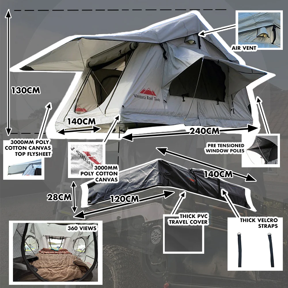 Ventura Deluxe 1.4 Roof Top Tent + Side Awning - Image 16